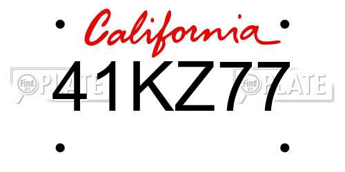 41KZ77 California License Plate