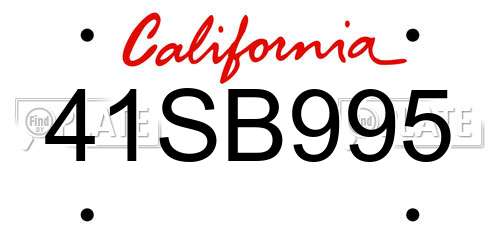 41SB995 California License Plate