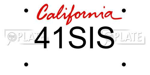 41SIS California License Plate