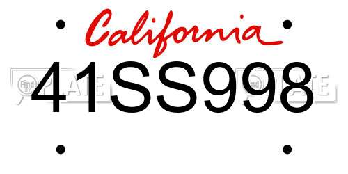 41SS998 California License Plate