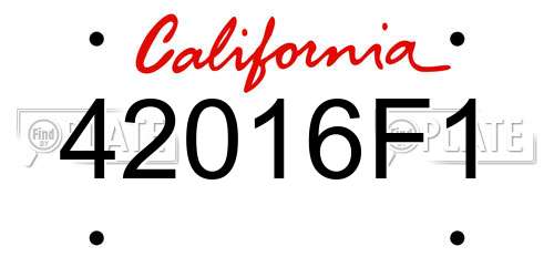 42016F1 California License Plate