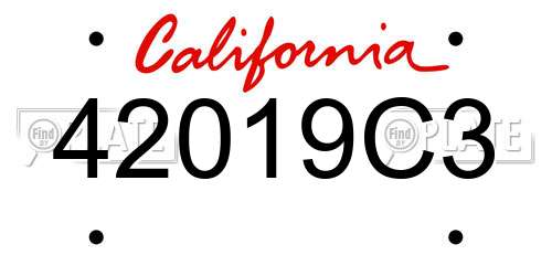 42019C3 California License Plate