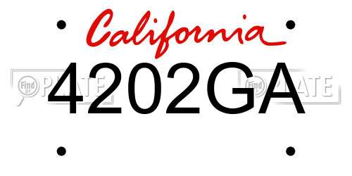 4202GA California License Plate