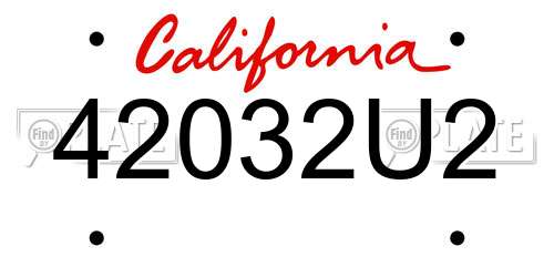 42032U2 California License Plate