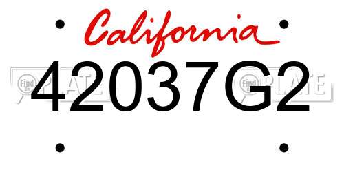 42037G2 California License Plate