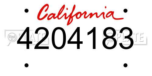 4204183 California License Plate