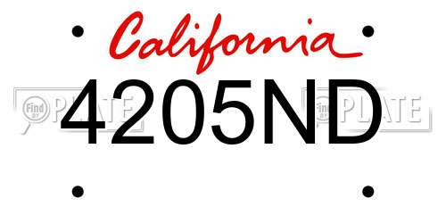 4205ND California License Plate