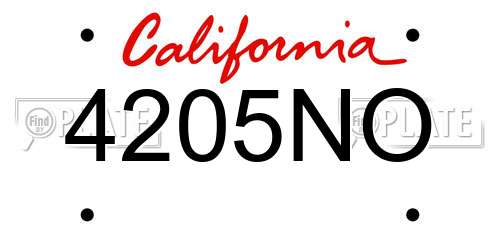4205NO California License Plate