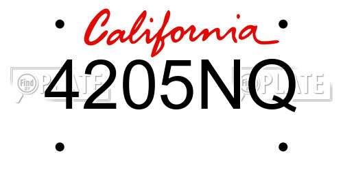 4205NQ California License Plate