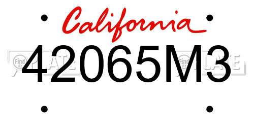 42065M3 California License Plate