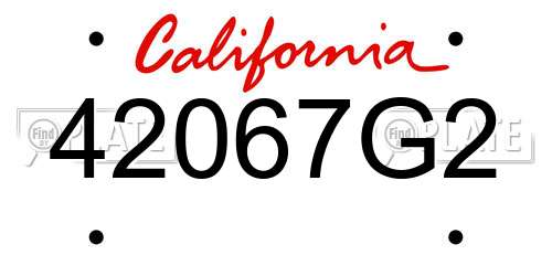 42067G2 California License Plate