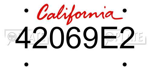 42069E2 California License Plate