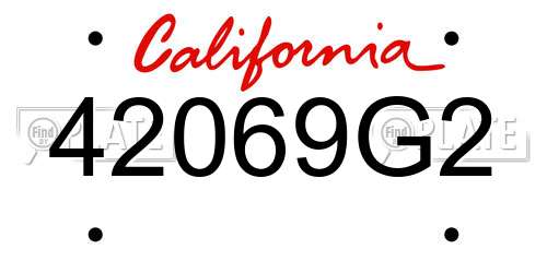 42069G2 California License Plate
