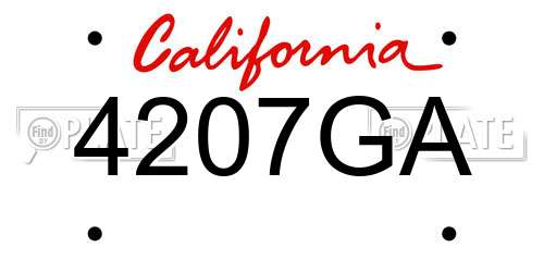 4207GA California License Plate