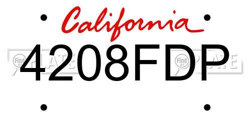 4208FDP California License Plate