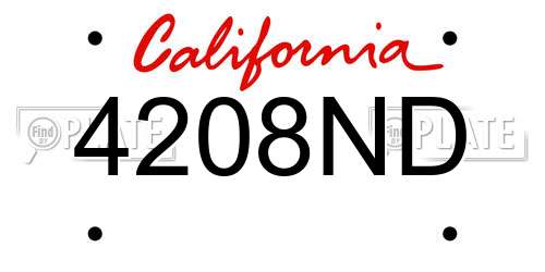 4208ND California License Plate