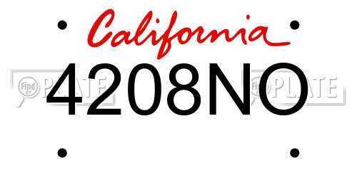 4208NO California License Plate