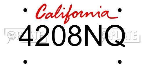 4208NQ California License Plate