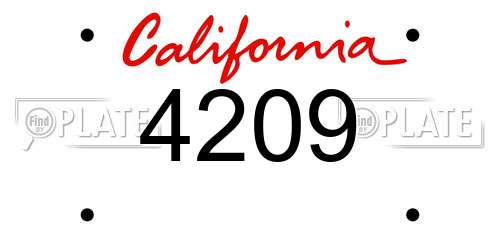 4209 California License Plate