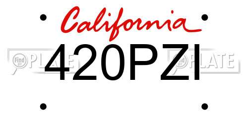 420PZI California License Plate