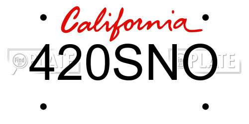 420SNO California License Plate