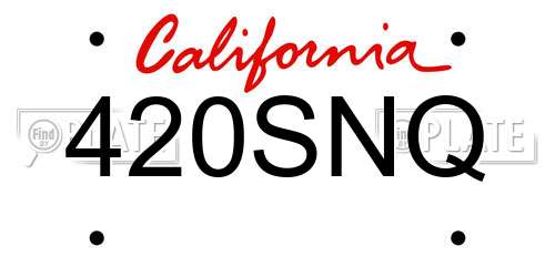 420SNQ California License Plate