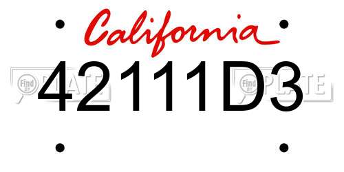 42111D3 California License Plate
