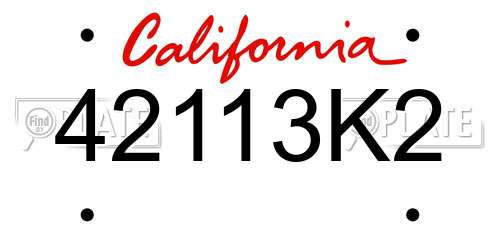 42113K2 California License Plate