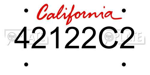 42122C2 California License Plate