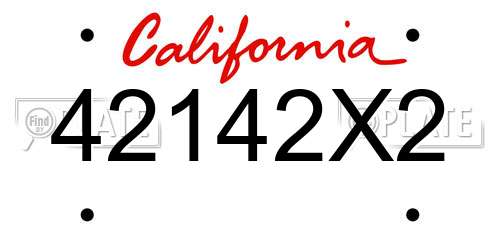 42142X2 California License Plate