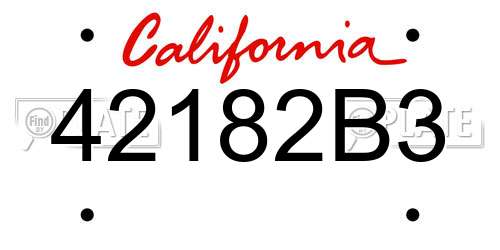 42182B3 California License Plate