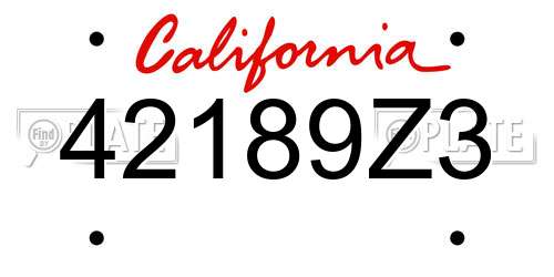 42189Z3 California License Plate