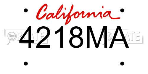 4218MA California License Plate