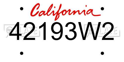 42193W2 California License Plate