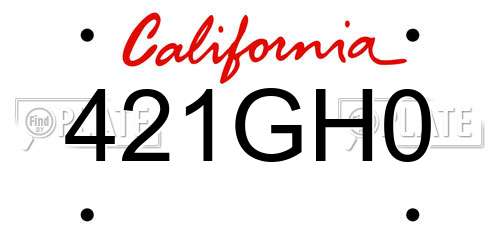 421GH0 California License Plate