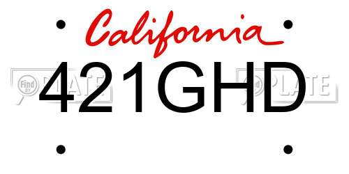421GHD California License Plate
