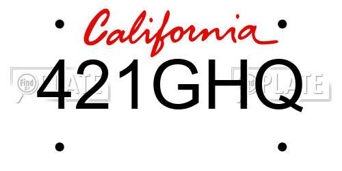 421GHQ California License Plate