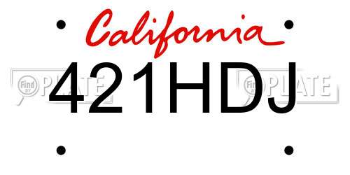 421HDJ California License Plate