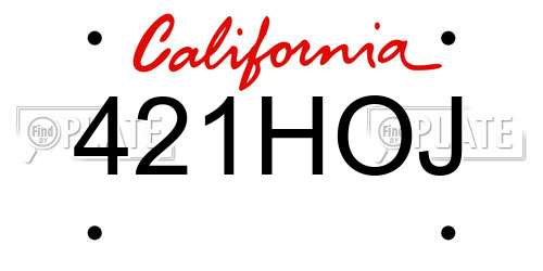 421HOJ California License Plate
