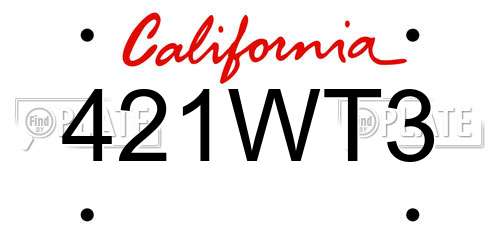 421WT3 California License Plate