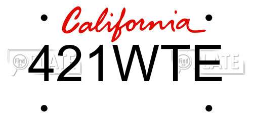 421WTE California License Plate