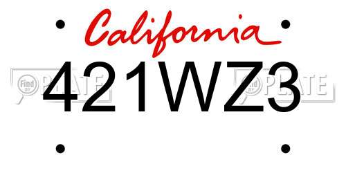 421WZ3 California License Plate