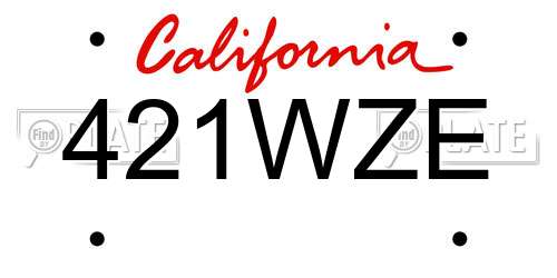 421WZE California License Plate