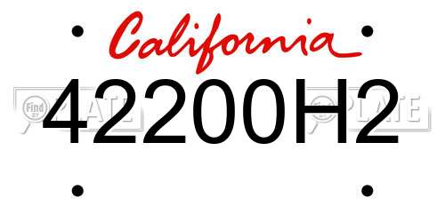 42200H2 California License Plate