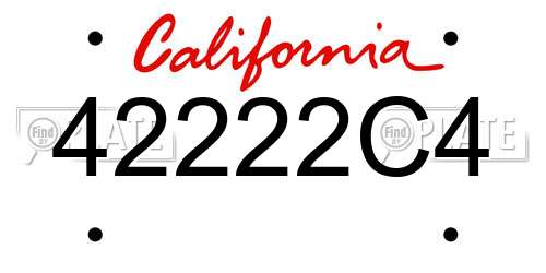 42222C4 California License Plate