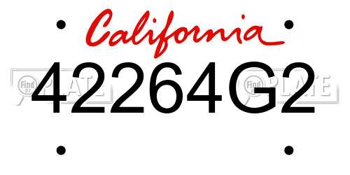 42264G2 California License Plate