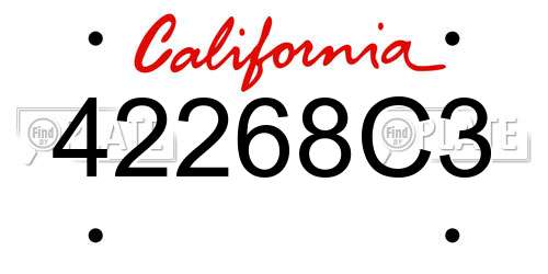 42268C3 California License Plate