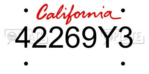 42269Y3 California License Plate