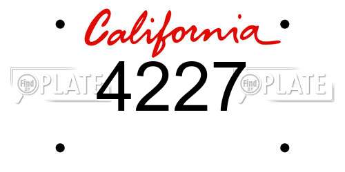 4227 California License Plate