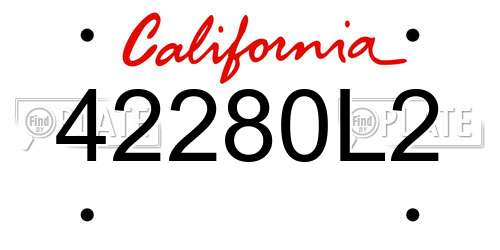 42280L2 California License Plate